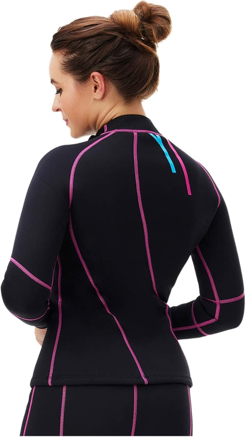 Hansber Women 3mm Neoprene Anti-Cold Swim Shirt Swimming Costume Diving Surfing Suit Stretchy Wetsuit Tops