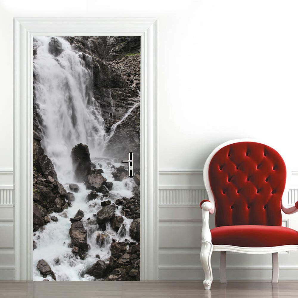 Sticker porte trompe l'oeil 3D cuisine salle de bain papier peint 83x204cm