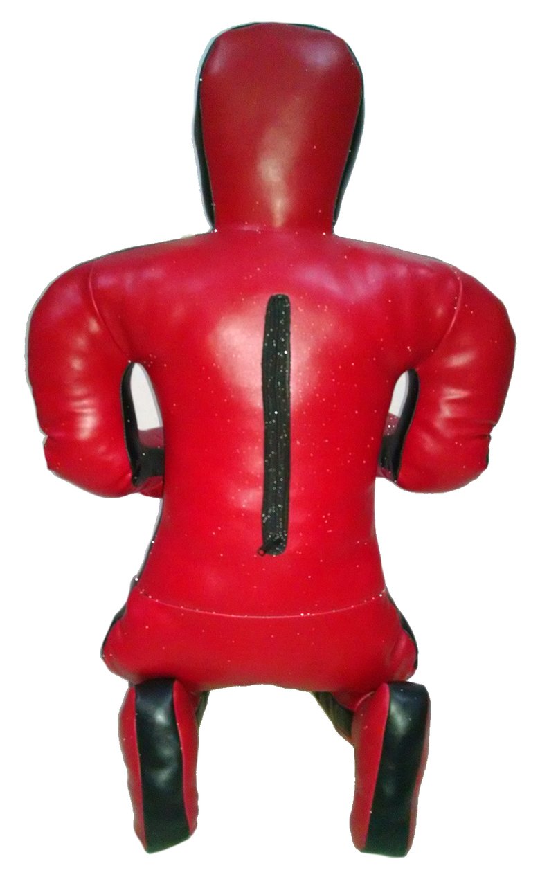 Bestzo MMA Jiu Jitsu Judo Punching Bag Dummy Sitting Position Synthetic Leather- Red & Black 59 inches