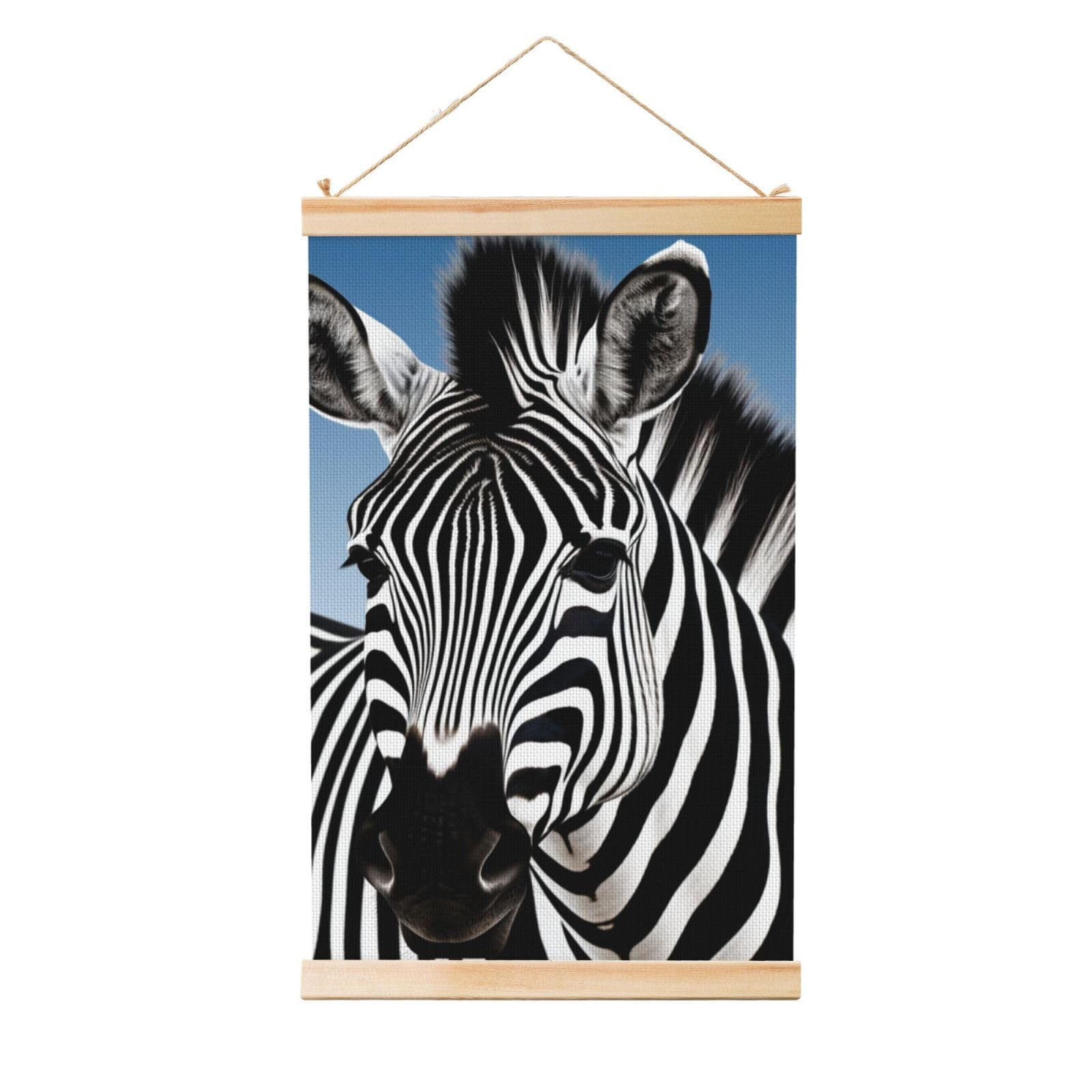 Zebra Posters Wooden Shaft Hanging Poster Canvas Prints Scroll Wall Art Painting Vintage Wall Banner Modern Artwork Decor for Home Decor Ready to Hang 20"x30"