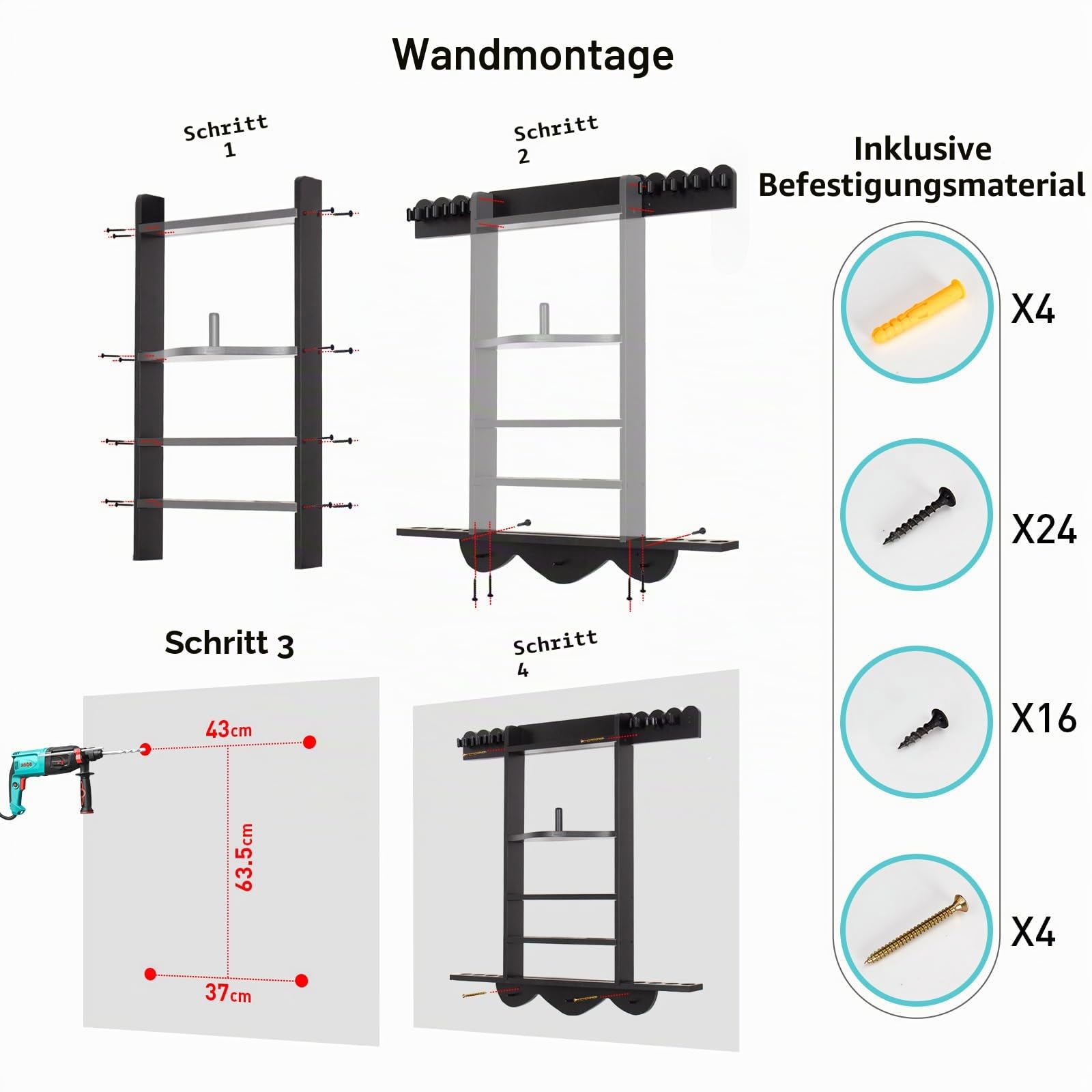 Leogreen Billard Queue Halter für 8 Queues, 18 Billardkugeln, 3 Ballständer und 1 Rollenpapier, Wandmontierter Queueständer aus Kiefernholz mit Aufbewahrungsregal, für Billardzimmer, Bars Club