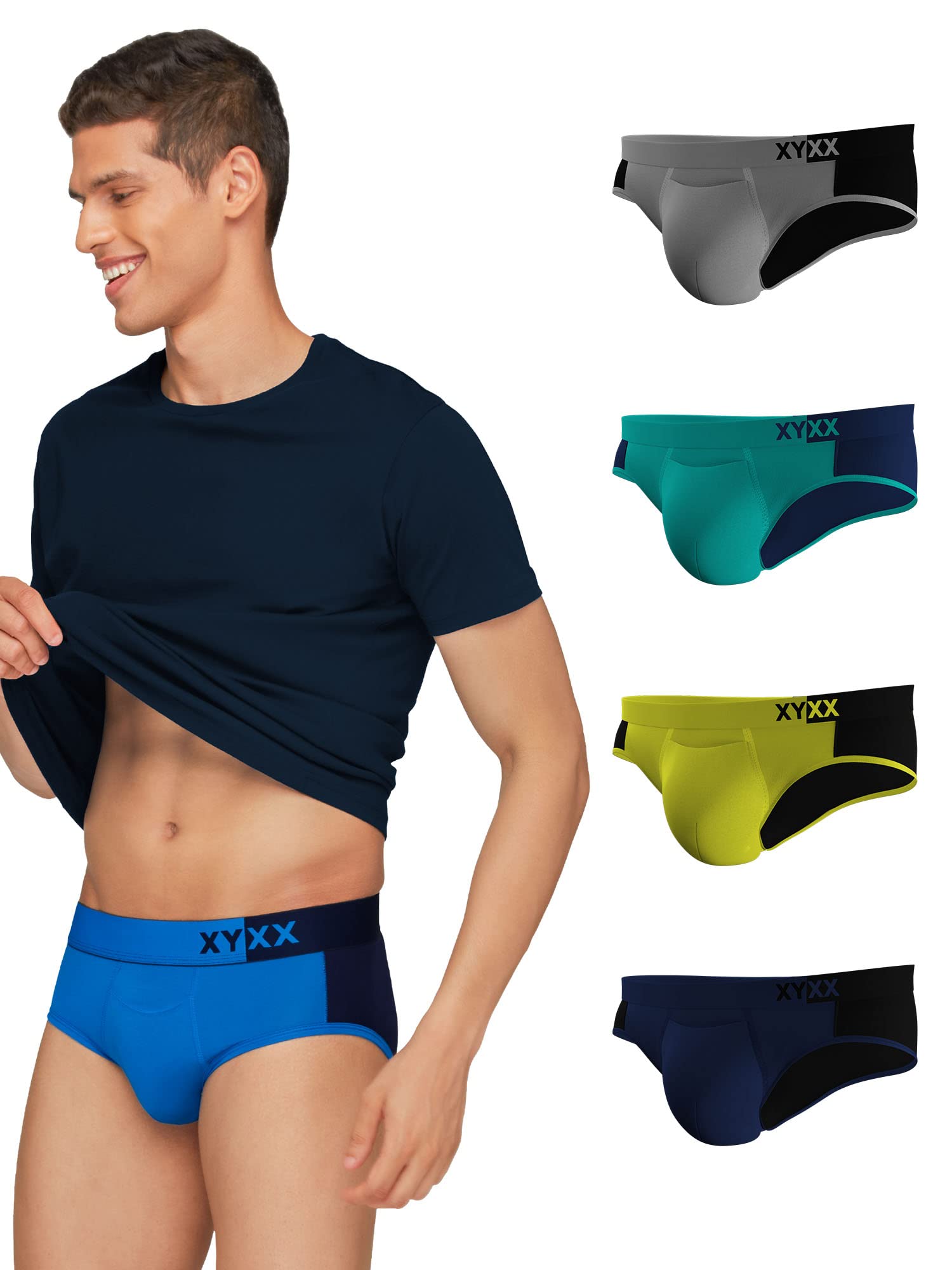 Men's Dualist Micromodal Regular Fit Colorblock Antimicrobial Briefs with No Marks Waistband (Pack of 5)