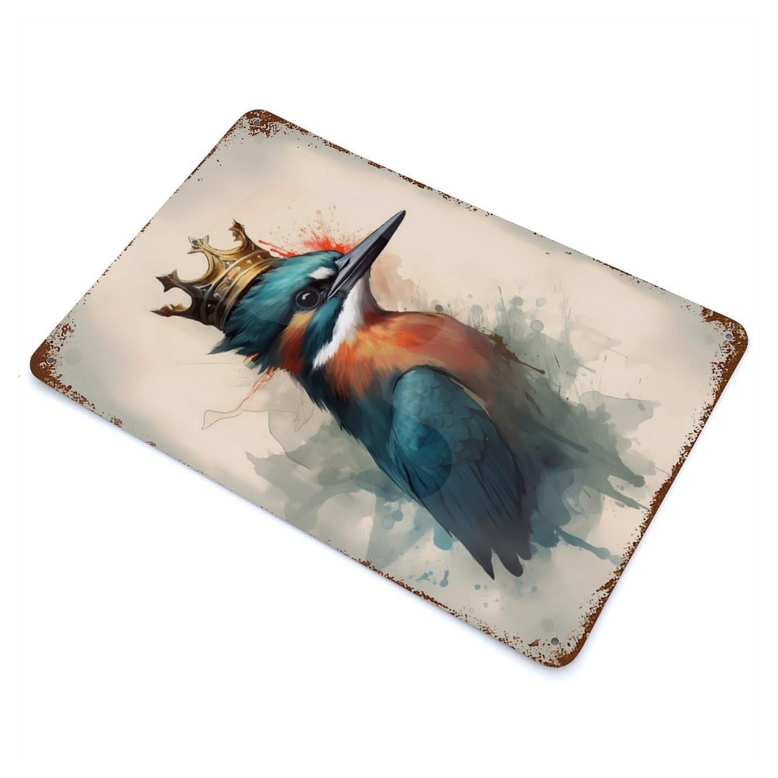 Retro Metal Sign with Kingfisher Bird Wizardry Design 11.8"x7.9", for Pub, Kitchen And Man Cave Decor, Rustic Home Decor