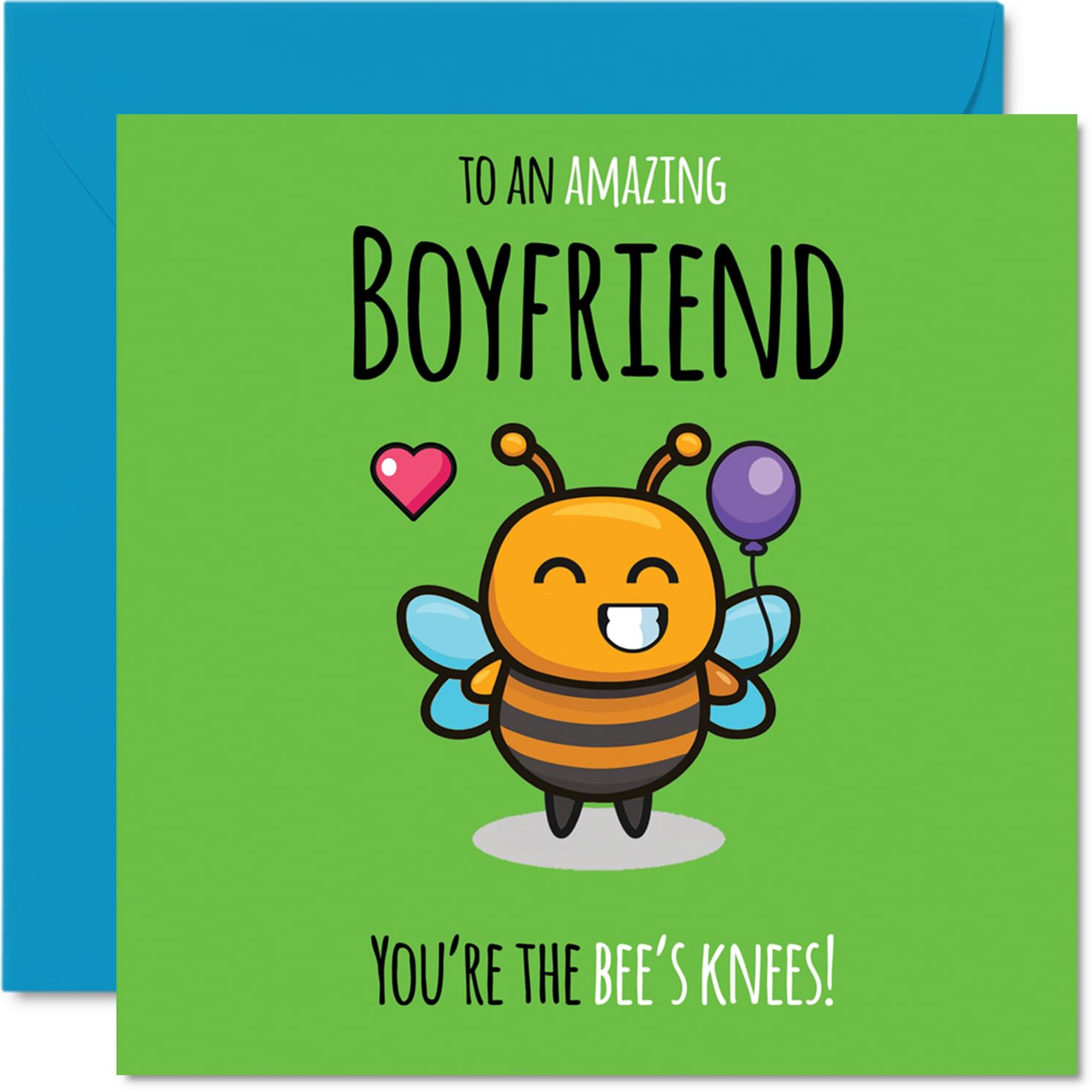 Boyfriend Birthday Card - Youre The Bees Knees! - Happy Birthday Card for Boyfriend from Girlfriend Partner, 145mm cute bee Bday Greeting Cards