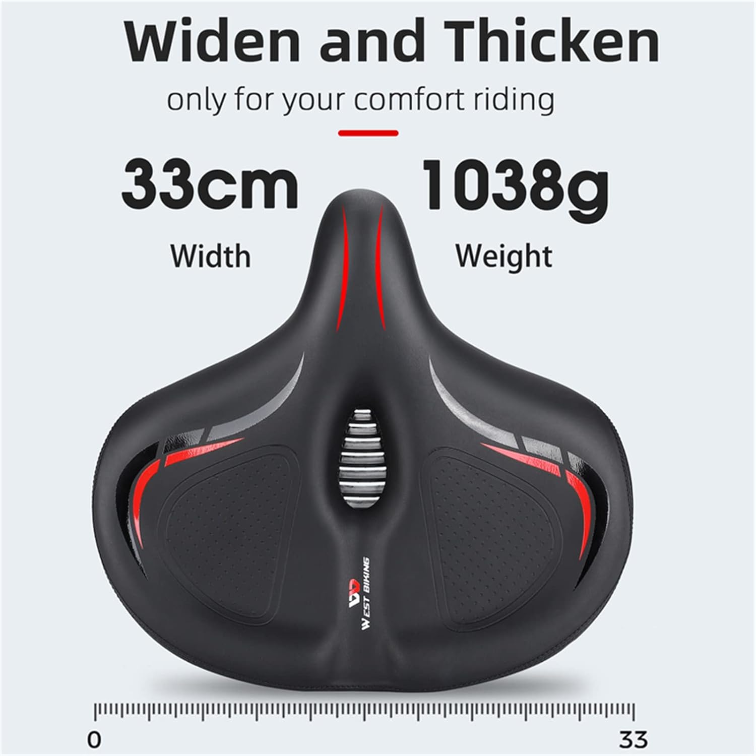 Comfortable Memory Foam Padded Wide Bike Seat - Universal Soft Breathable Waterproof Replacement Exercise Stationary Mountain Bike Seats for Men Women
