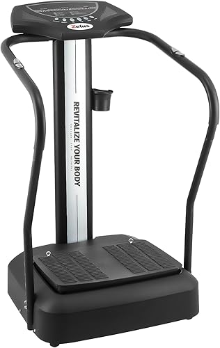 ZELUS Placa de vibración de cuerpo entero, máquina de ejercicio de placa de vibración de 500 W con 99 niveles, 3 modos preestablecidos y 2 bandas de
