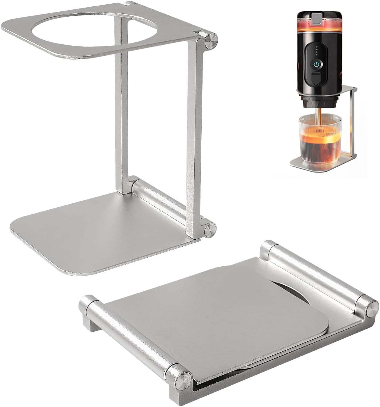 Support portable pour machine à expresso pliable en aluminium résistant pour verser le café