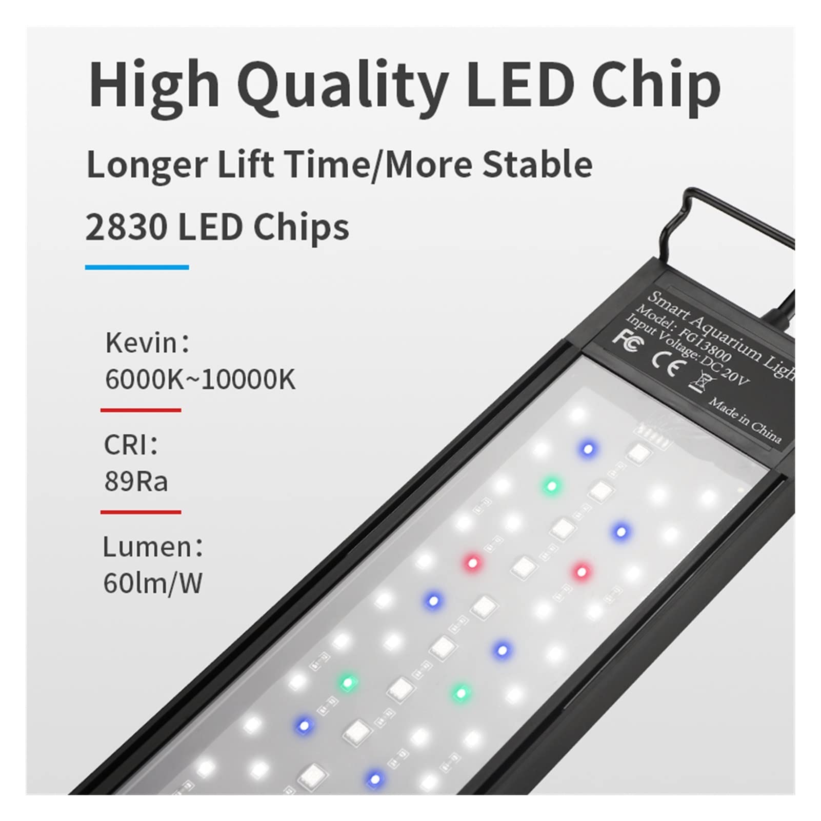Temporizador de luz de Acuario Luz de Acuario de Espectro Completo 18W-24W Moonlight Sunrise Sunset Aqua Plant Grow Led Extensible para peceras Controlador con Cable con Monitor LC