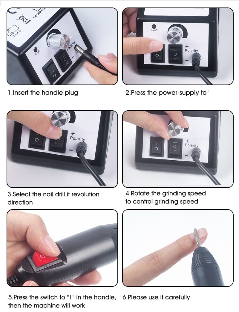 Kit multifunzione per pedicure e lucidatura unghie, trapano elettrico per unghie e lucidatura unghie, trapano elettrico per unghie da 2000 giri/min, set per manicure per casa e salone (rosa)