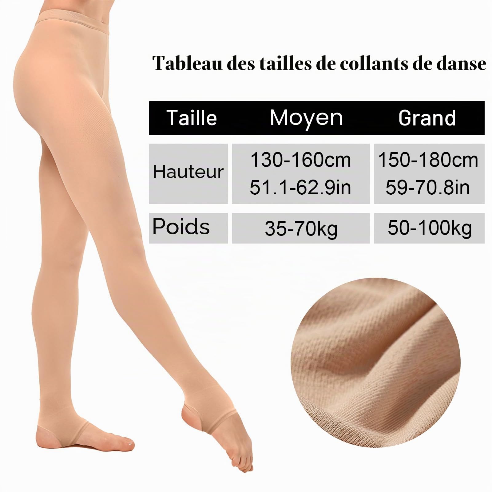 2 PCS Collant Danse Classique Fille, Collant Chair Femme pour Ballet Convient pour illes, Enfants et Adultes le Ballet le yoga la gymnastique la danse classique