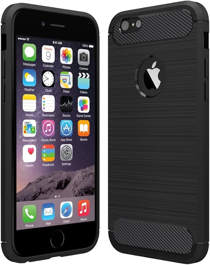 LFstore-IT COVER CARBON LOOK compatibile con APPLE iPhone 5 / 5S / SE 2016 - CUSTODIA SILICONE NERO