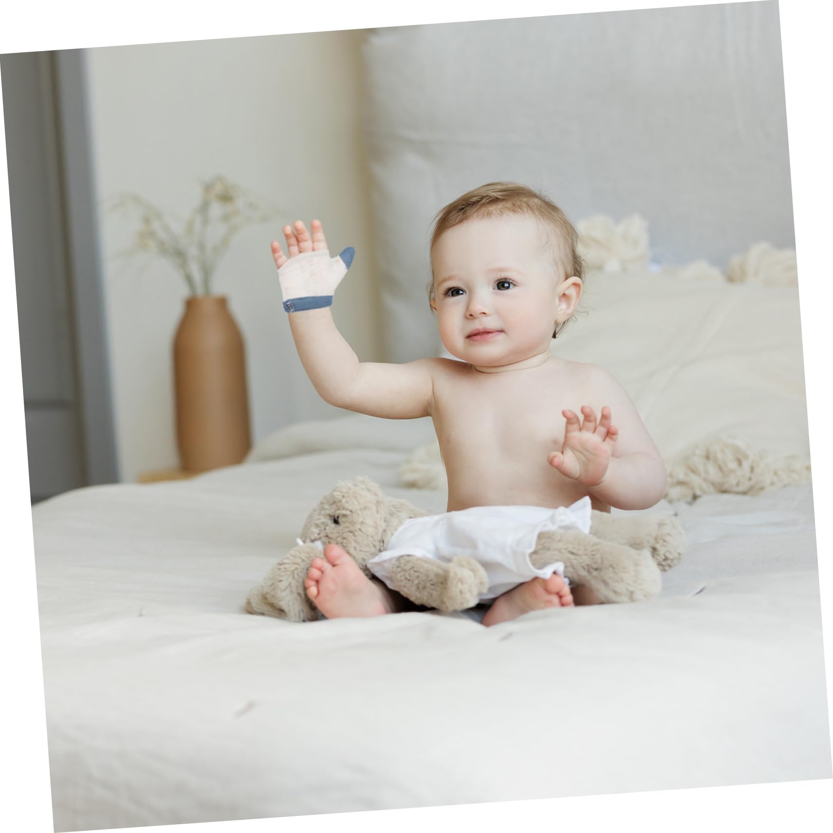 ORFOFE Babyhandschuhe mit Atmungsaktivem Netzdesign aus Nylon 2 Paar zur Korrektur des Daumenlutschens und Kratzschutz bei Säuglingen Geeignet für 6-22,5kg