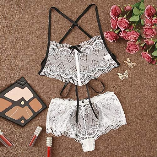 Lingerie Sexy Con Fiocco - Reggiseno E Mutandine In Poliestere, Costume Da Studentessa, Bianco - Foto 14