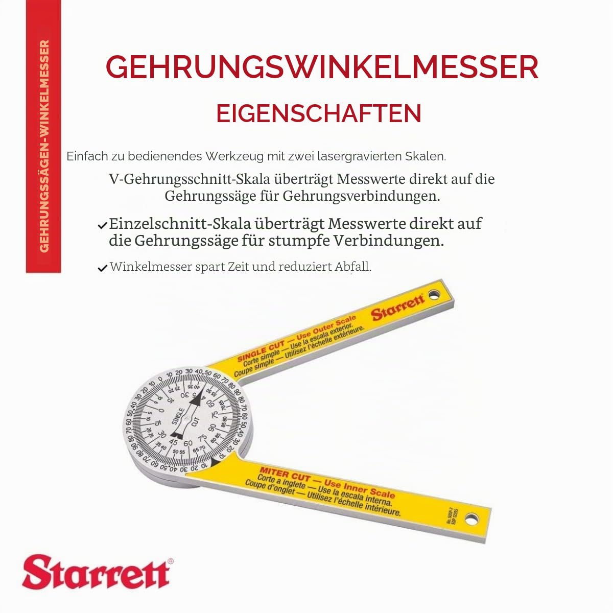 Starrett 505P-7 Gehrungssäge Winkelmesser