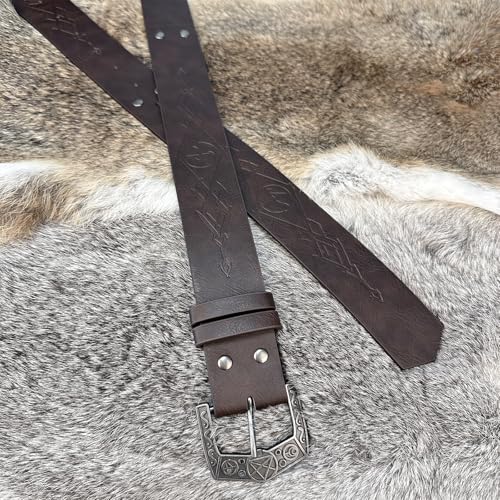 HiiFeuer Medieval Alchemy Faux Leather Buckle Belt, Fantasy Embossed Wizard Knight Belt for LARP Cosplay4