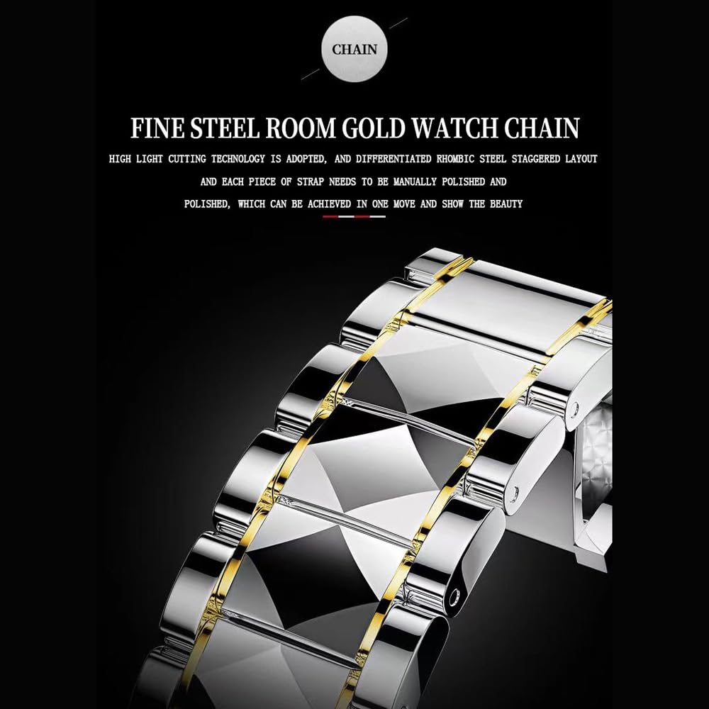 Montre analogique à quartz avec bracelet en acier inoxydable et calendrier pour couple