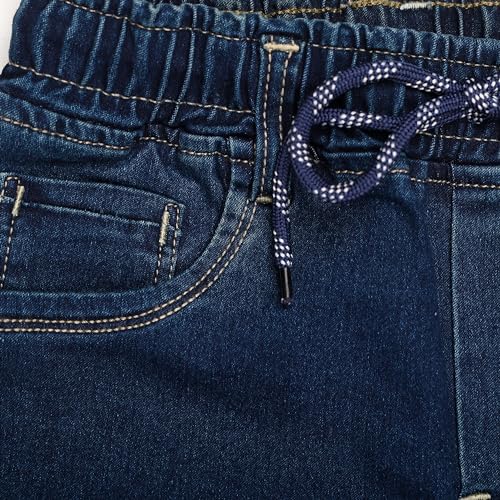 Image of Boys Regular fit,Light Blue,Drawstring Elastic Waistband,Stretchable Cotton Denim, Clean Look,Casual,Below Knee Length, 3 /4 Shorts
