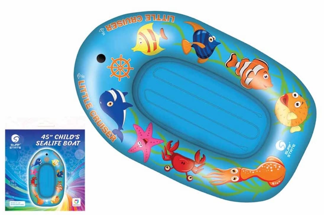 Surf StateChilds Sealife Boat | Inflatable Water Fun Float Raft for Kids, Boys and Girls, Inflatable Swim Pool Float, Pool Toy