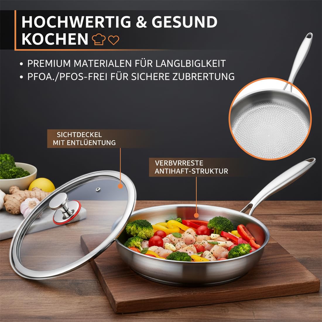 2026 New Kovali Titan Bratpfanne, Titan Pfanne Unbeschichtet, 24/26/28/30/32 Cm Titans Premium Pfanne, Scratch-Resistant, Suitable For Induction, Gas, Electric, Oven-Safe (Not Deckel,28CM)