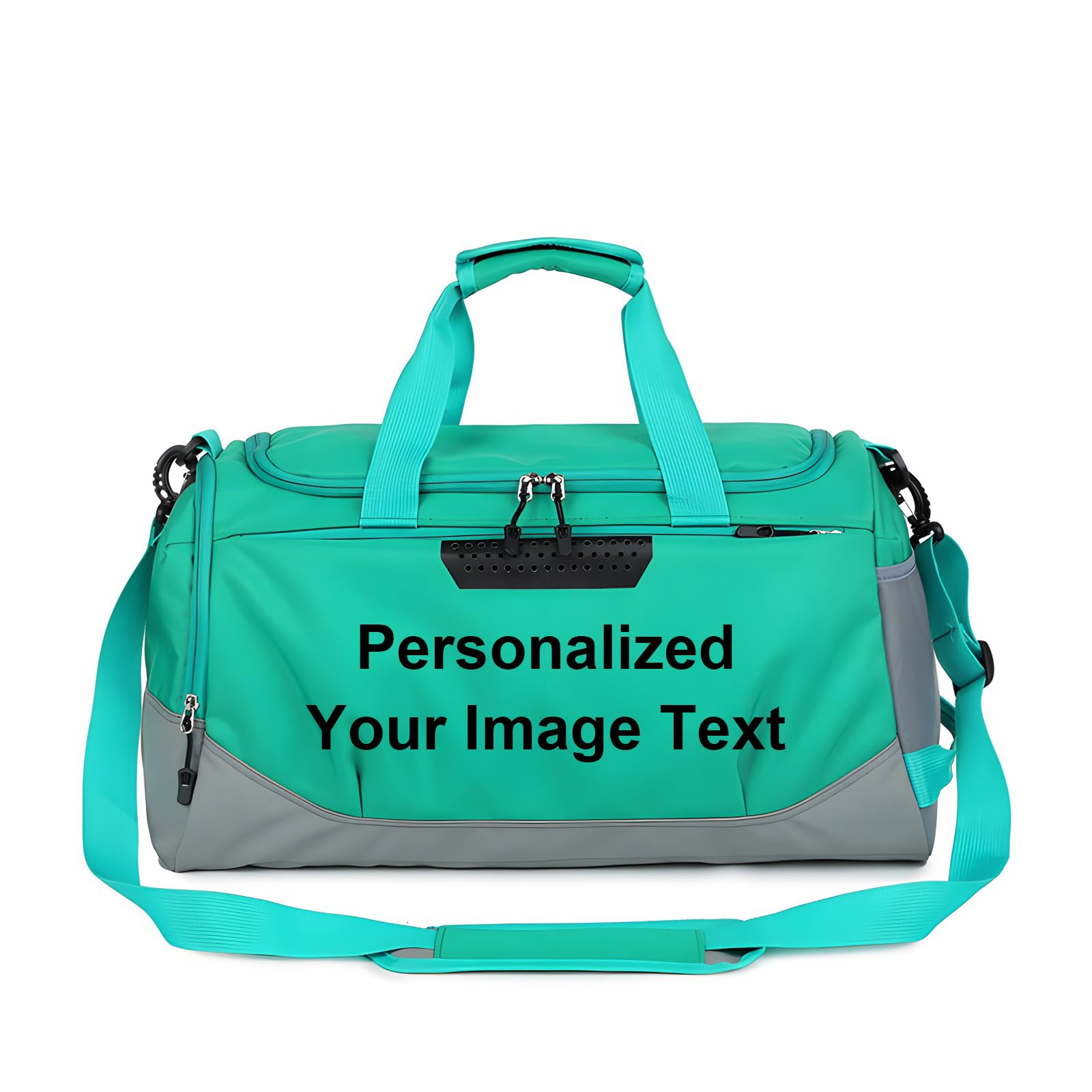 HEYZARDA Personalized Duffle Bag with Photo Text Custom Sports Bag for Women Men (green)