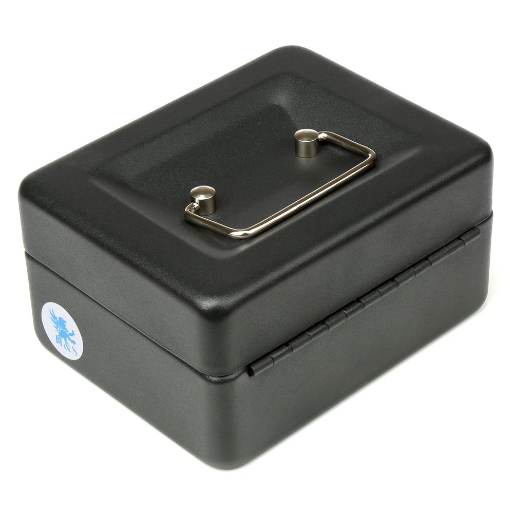 Buy H&S Money Box Tin 6" Steel Cash Safe Box Petty Cash Deposit Tin