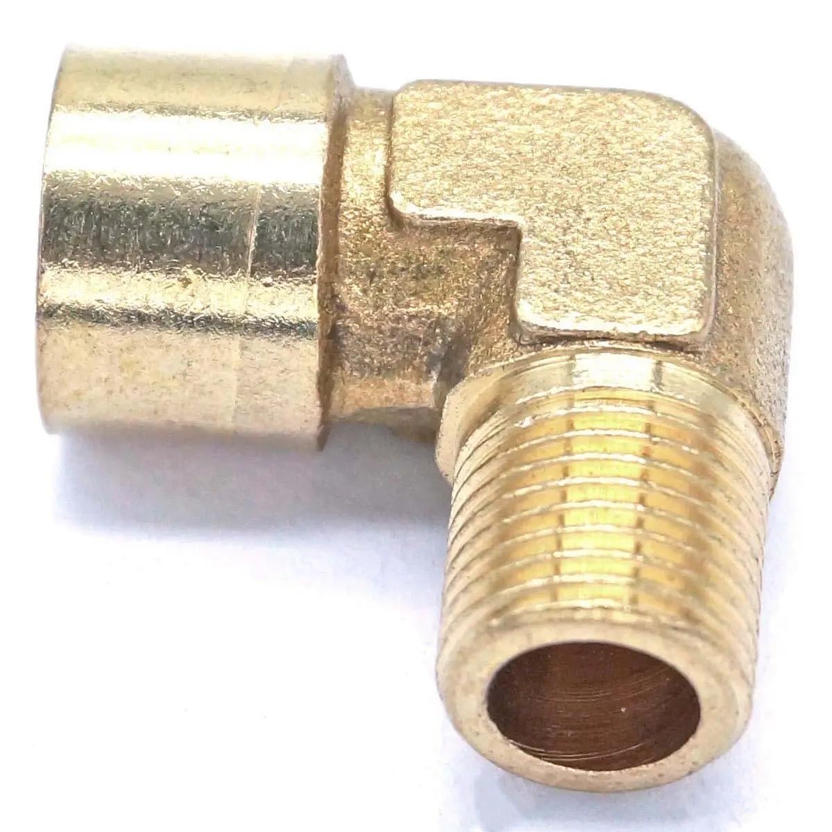 SMGLRUEAT 1/8" BSP Female to 1/8" BSP Male Brass Elbow Pipe Fitting Connector Water