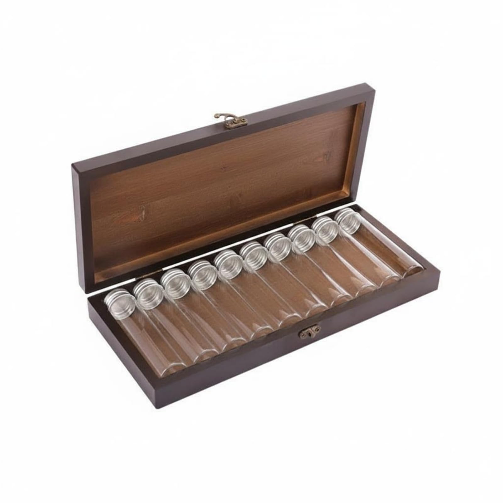 Ronyme Rangement à Épices Rétro en Bambou avec Bouteilles en Verre pour Condiments en Poudre et Granulés Boîte Portable Adaptée au Camping Repas en Plein Air