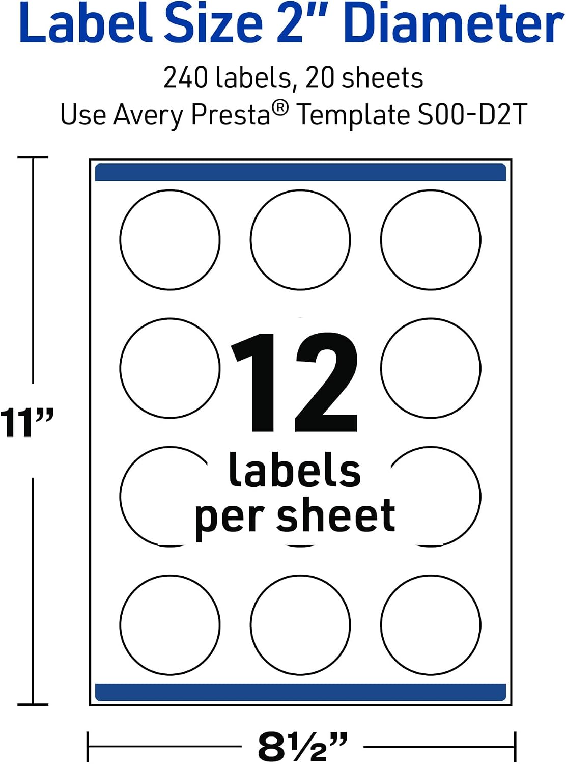 Avery Printable Round Labels, 2" Diameter, Glossy White, Pre-Printed Green Florals/Gold Dots Design, Sure Feed Technology, Laser & Inkjet Compatible, 240 Total