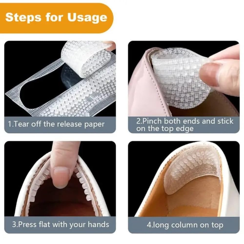 FifthNest Transparent Silicone Heel Liner Grips for Women & Men | Anti Slip Adhesive Heel Cushion Pads for Loose Shoes | Soft Gel Heel Inserts for Comfort and Daily Wear | 1 Pair 3