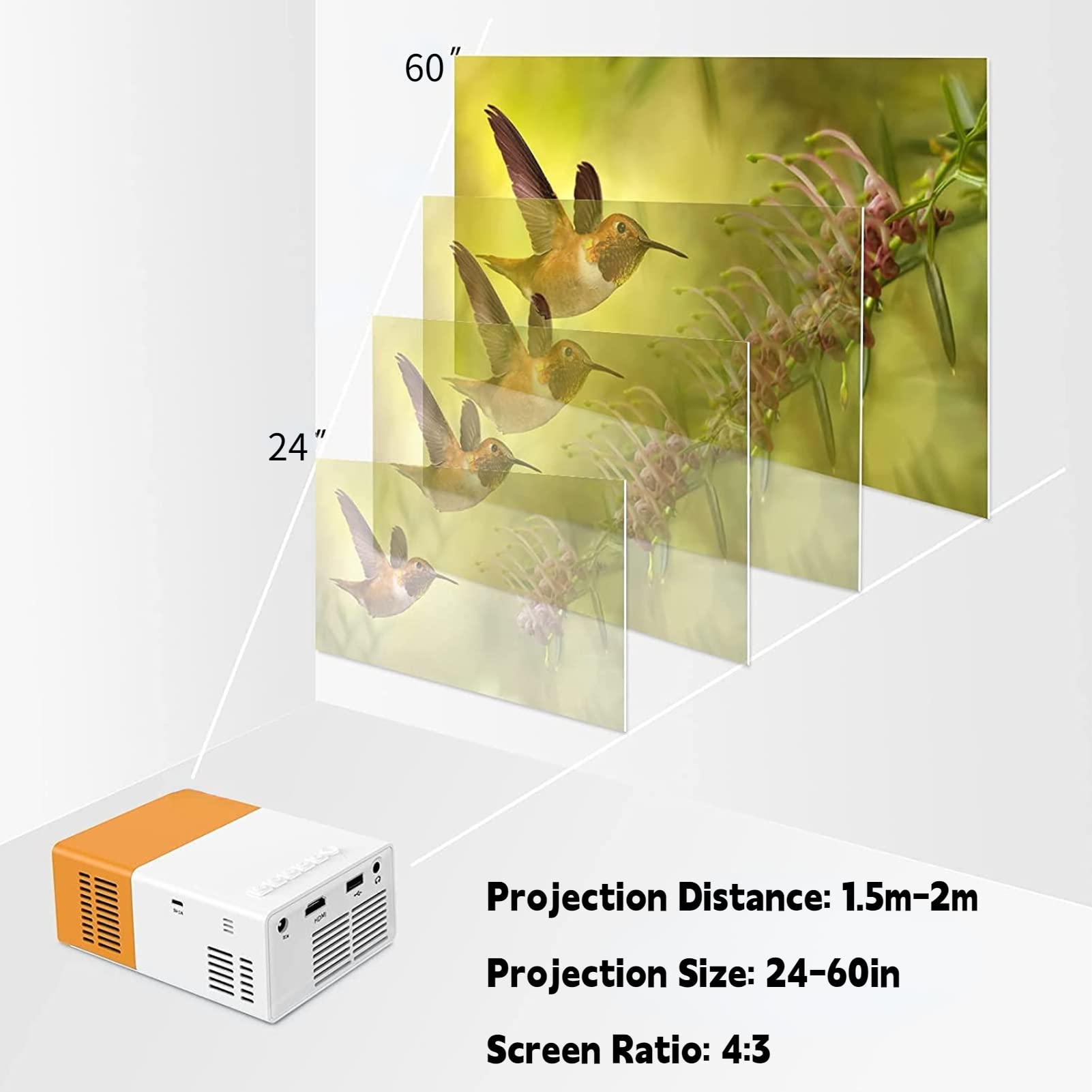 Mini Proiettore Portatile 1920x1080 – Schermo Da 24 A 60 Pollici Per Casa E Outdoor