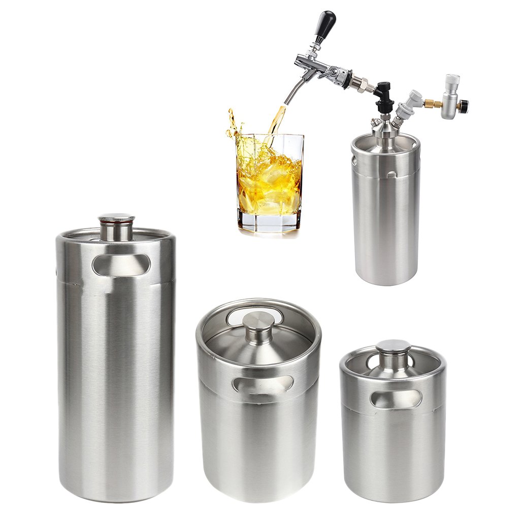 Keg Growler Mini Stainless Steel Beer Growler Wine Bottle Home Brewing 2L-image-47