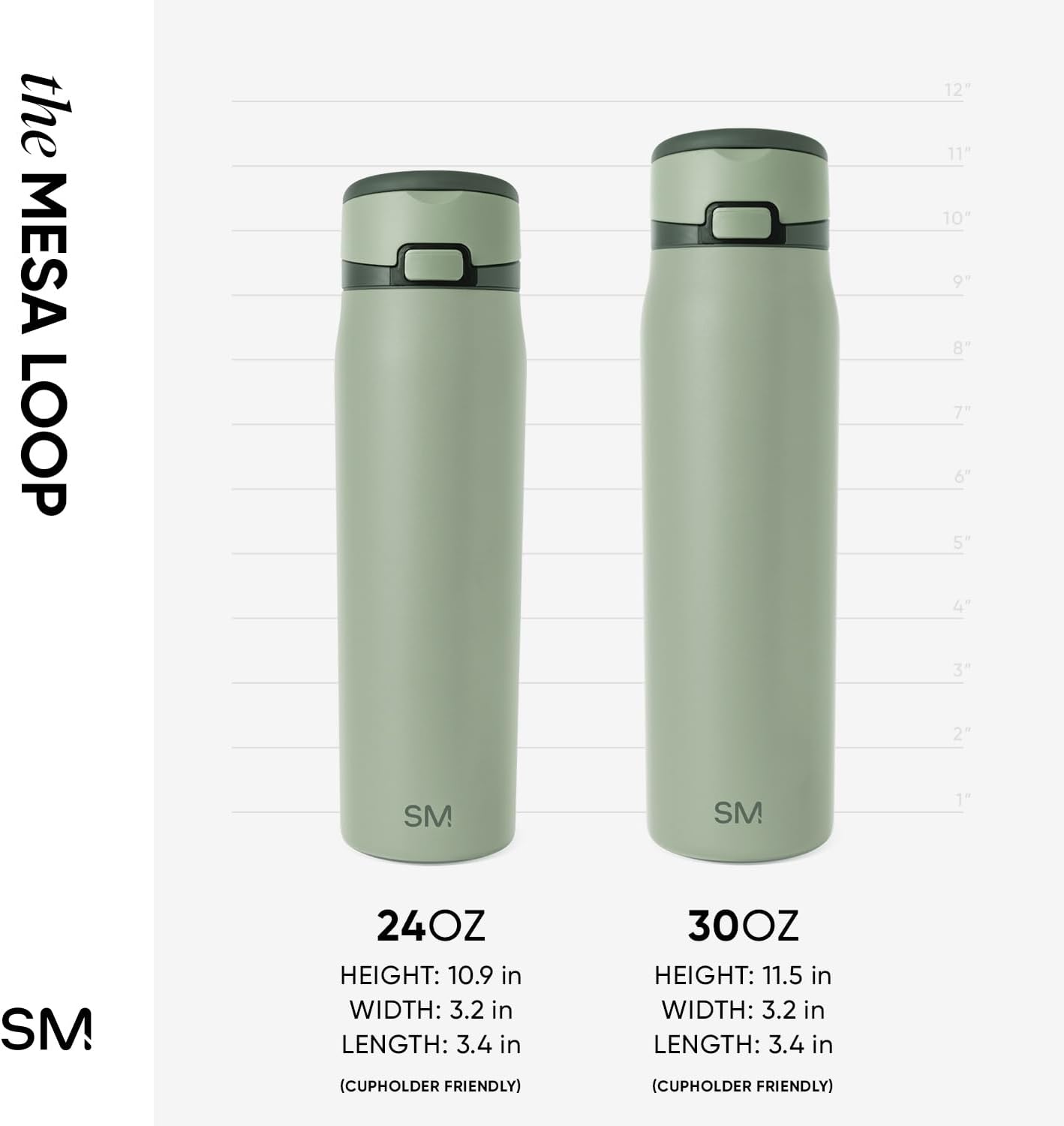 Simple Modern Mesa Loop Water Bottle with Covered Straw and Handle | 30oz Cup Holder Friendly Insulated Stainless Steel Bottles for Travel, Sports and School | Eucalyptus Mix - Image 6