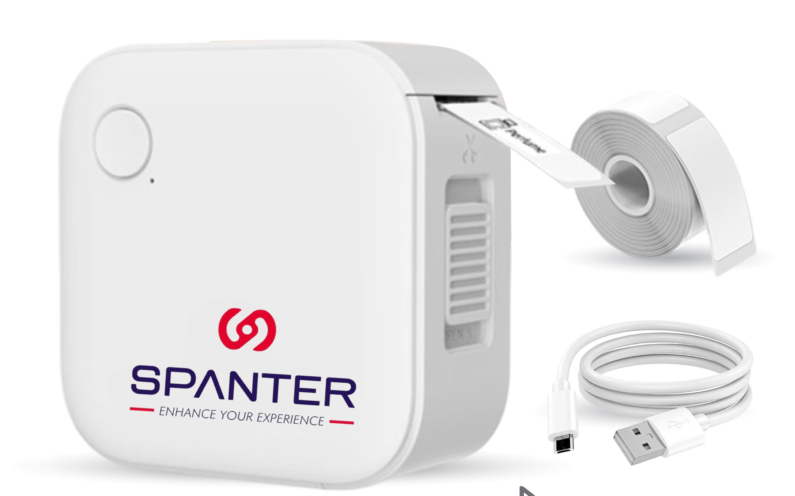 SPANTER Mini Smart Label Printer, Thermal Sticker Printer for Kitchen Jars, Price Tags, Office Use, USB Rechargeable, Inkless Bluetooth, iOS & Android Compatible - White-image-44