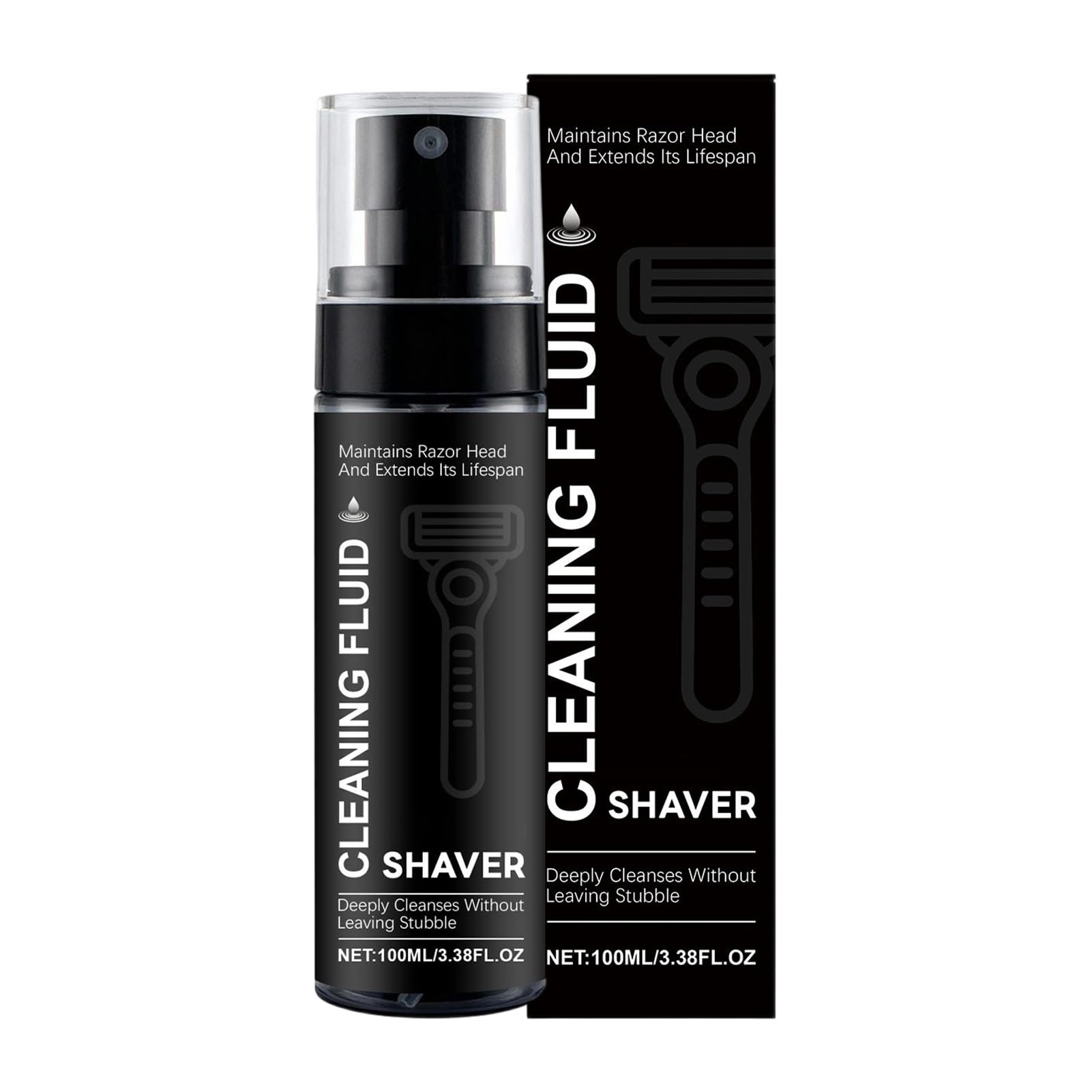 Beard Trimmer Cleaner, 100ml Razor Cleaner Solution, Lubricating Care with Rust Prevention Formula, Grooming Tool for Men, Cleaning Accessory, Wash Rinse Use for Home Travel