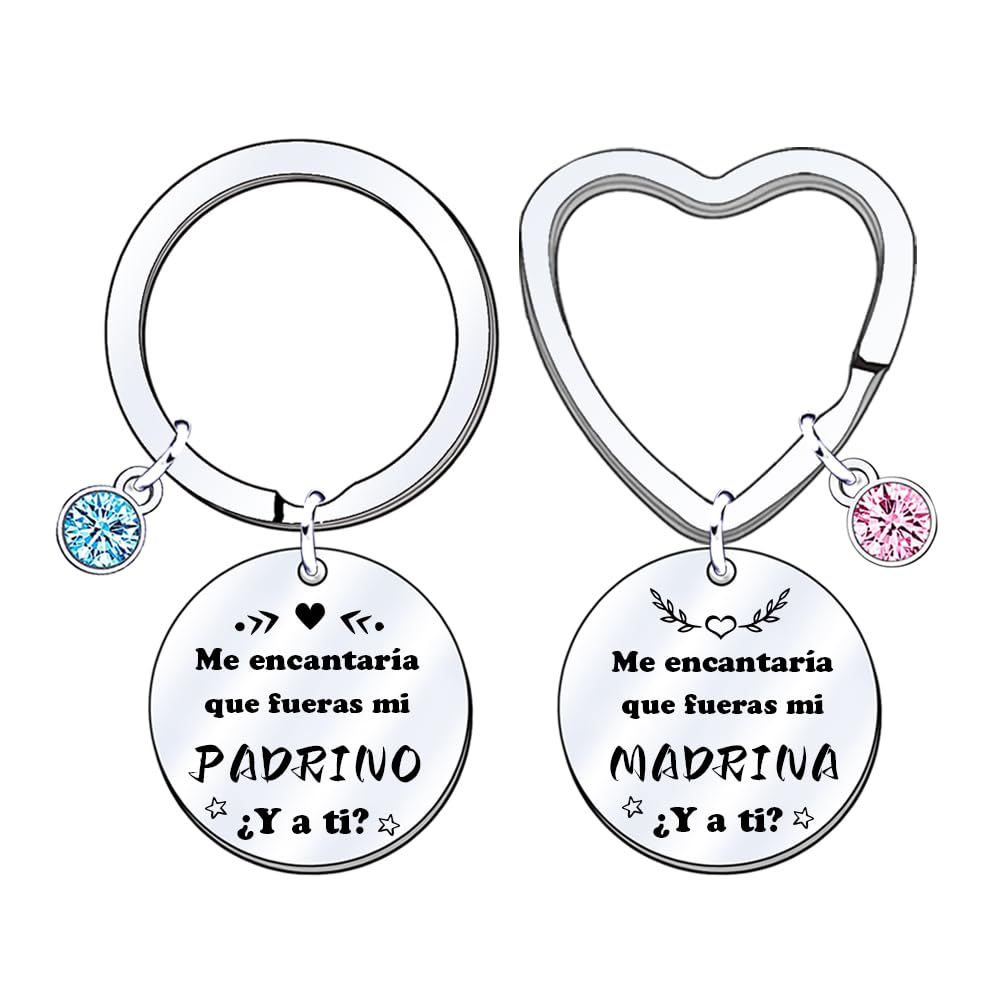 FGHJK 2 Llaveros Padrino Madrina Regalo Bautizo Padrino Madrina Regalo Madrina Padrino Confirmación Super Madrina Padrino Ideas Regalo Padrino Madrina Regalos Navidad Madrina Padrino