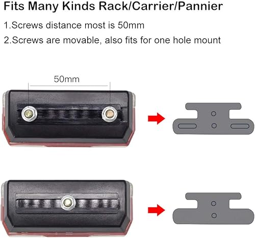 Miniatura 4 de Luz trasera para portabicicletas con 2 modos constante e intermitente, luz trasera de bicicleta fácil de instalar en el estante de carga, ajuste de