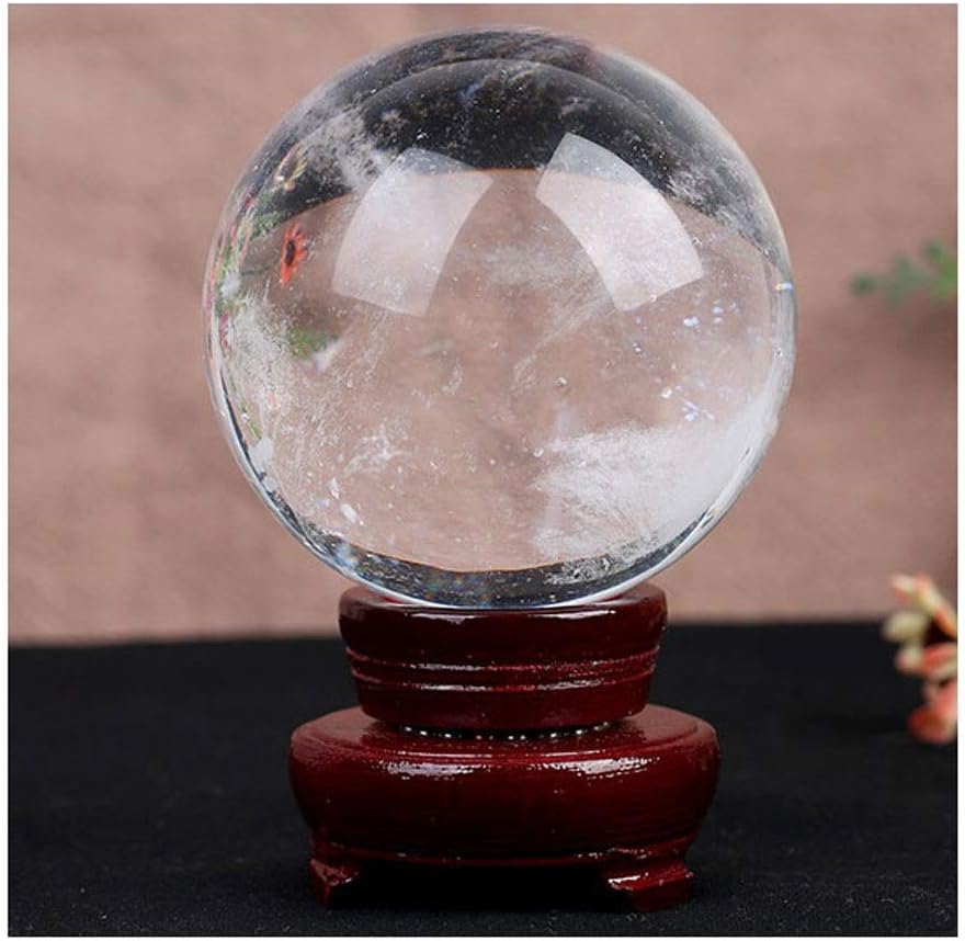 Sculpture Tabletop Crystal Ball/Decorative Balls Natural White Crystal Ball Office Transparent Auspicious Ball Ball Stone Carving Polished Gift Ornaments Fortune Telling Ball