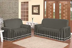 Capa Para Sofá Dália 2 E 3 Lugares Para Sala Otima Oferta (Cinza Chumbo)