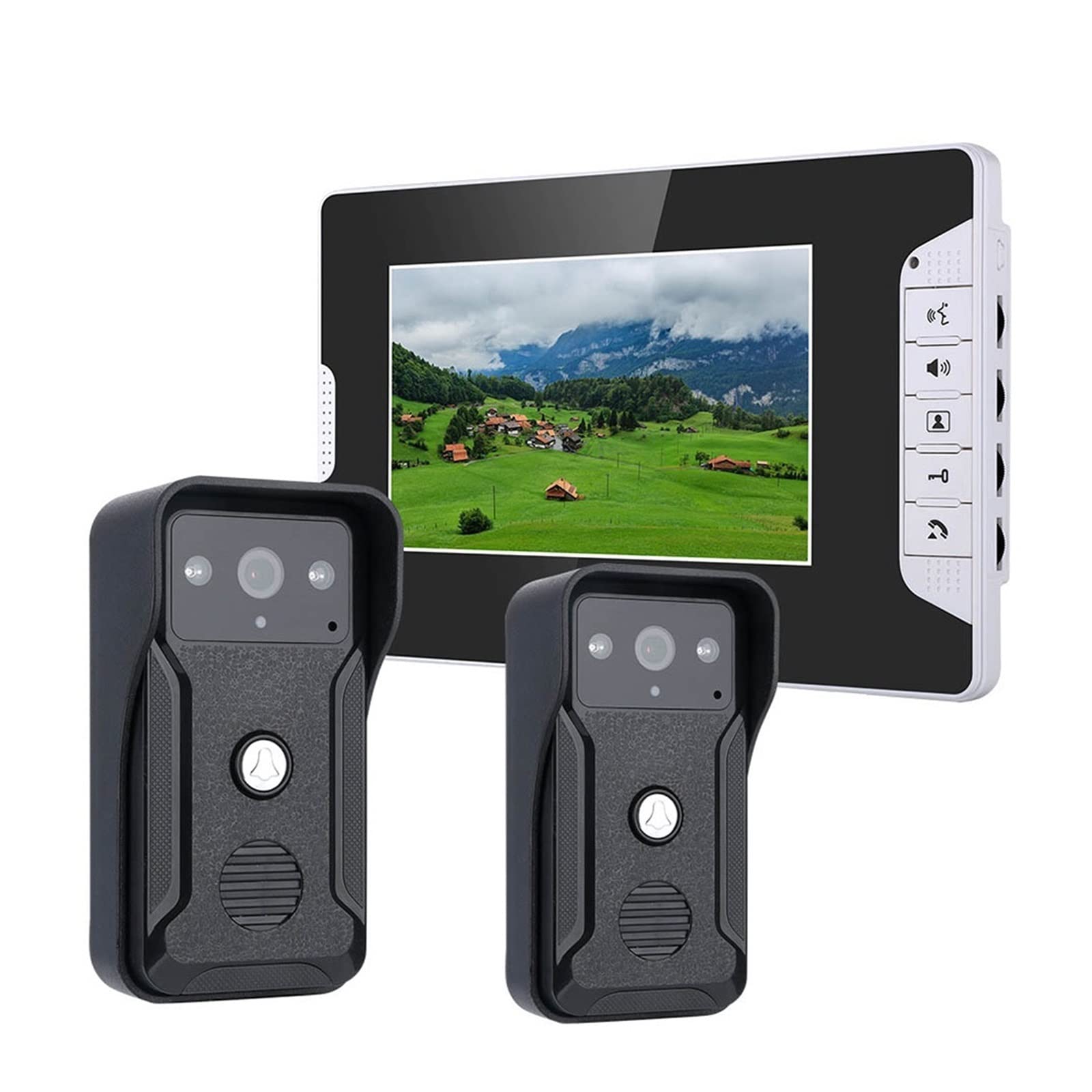 Caméra de sonnette sans fil étanche avec interphone couleur et kit 2 caméras vidéo