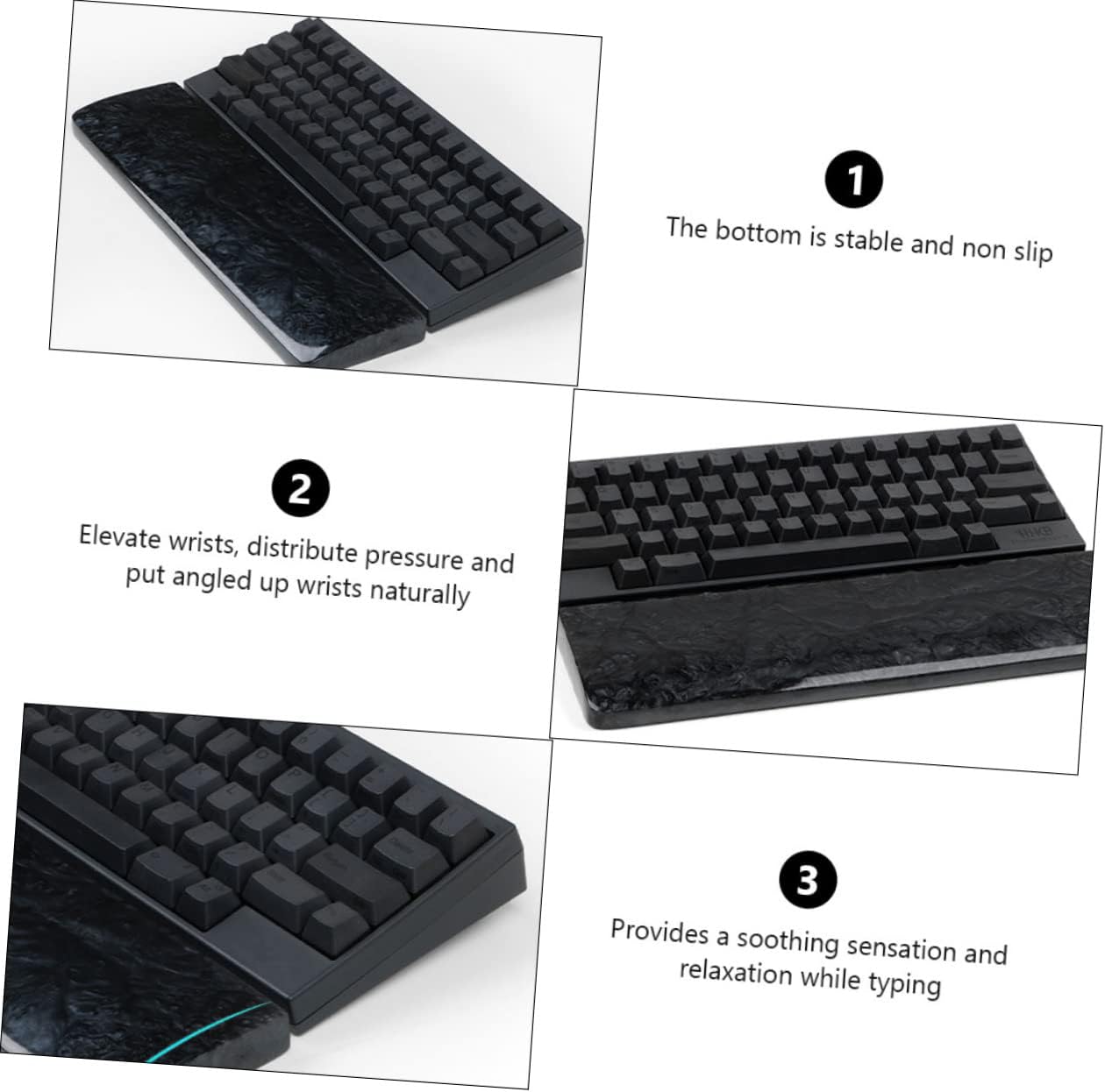 Gaming Accessory Keyboard Wrist Rest Pad Resin Black Pearl Ergonomic Wrist Support