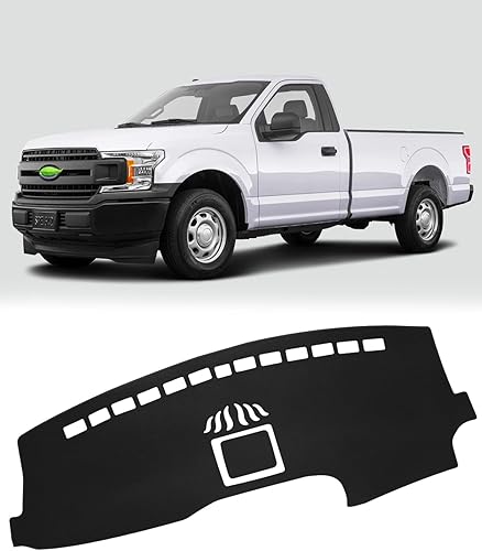 FIILINES Cubierta de salpicadero para Ford F-150 F150 2015-2020, accesorios de automóvil, protector de malla antideslizante (sin HUD) (no compatible