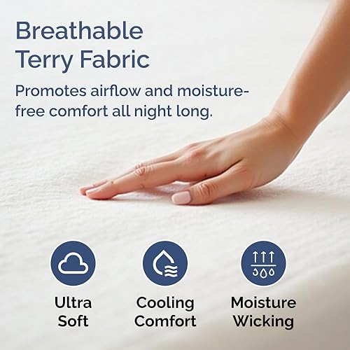 Miniatura 7 de Protector de colchón impermeable tamaño individual  Funda de rizo ajustable de alta calidad, silenciosa, suave, refrescante y transpirable, ajuste