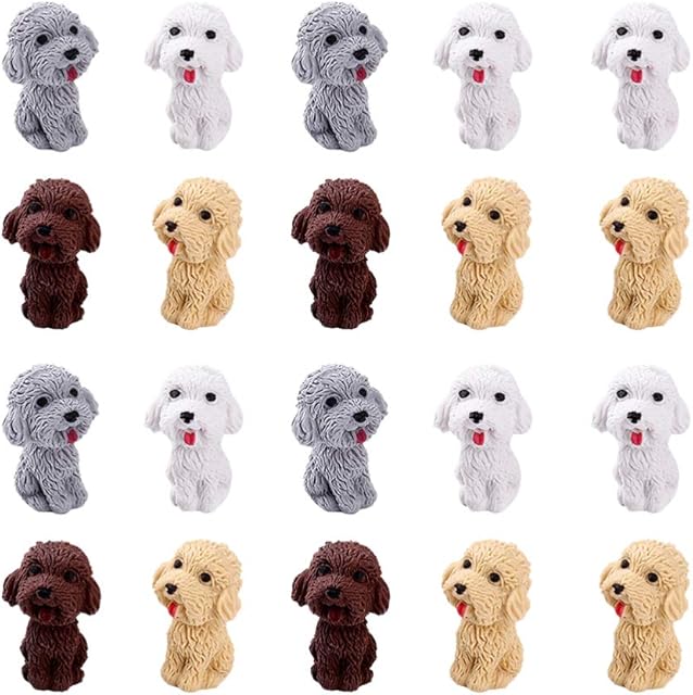 NUOBESTY 20pcs Cute Eraser Dog Shape Rubber Pencil Eraser Novelty Stationery Set for Kids Students School Party Favors (Random Color)