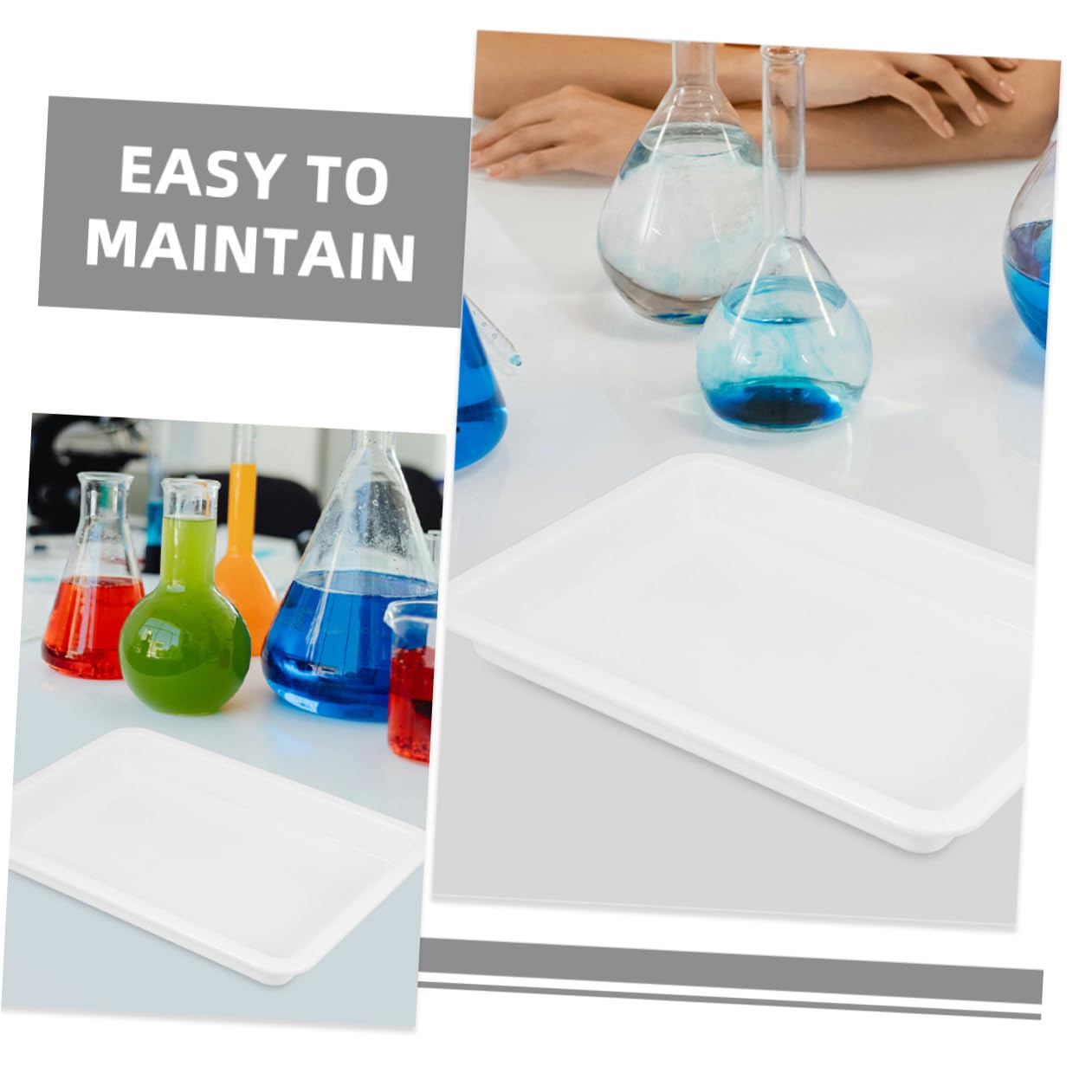 4 Stück Laborchemikalientablett aus Chemikalienbeständigem Kunststoff Auslaufsichere Laborschalen 25 X 18,5 X 2,5cm Vielseitig für Laborproben und Experimente