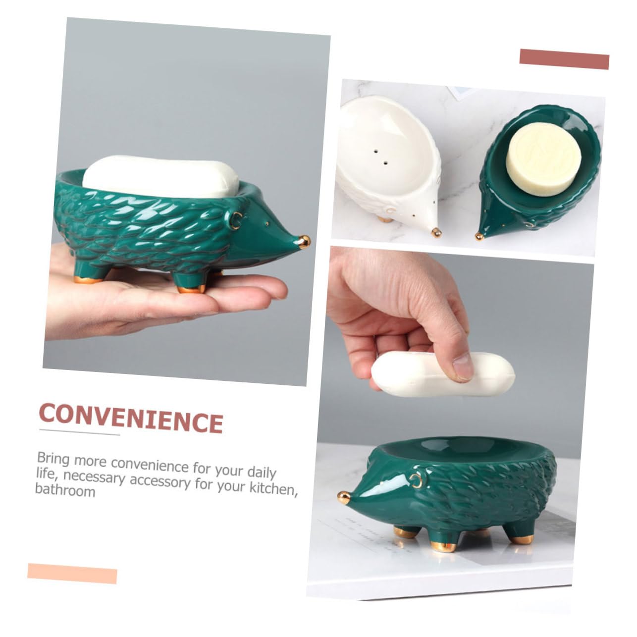 ABOOFAN Hedgehog Soap Box Ceramic Soap Tray Ceramic Craft Cartoon Soap Holder Cartoon Animal's Soap Rack Cartoon Ceramic Soap Holder Storage Holder Bathroom Supply Storage Bracket