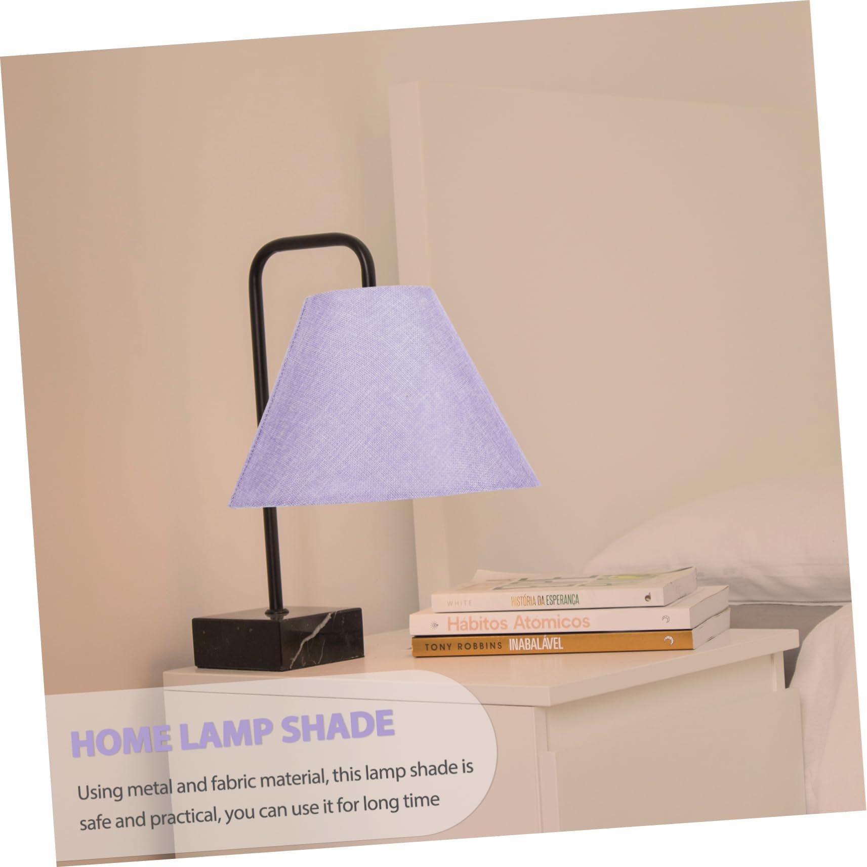 BESTonZON Pantalla y E27 de Lino Pequeña de Lámpara Compatible E14 Material de Tela y Metal para Lámpara de Escritorio y Pared Adecuado para Estudio y Hogar