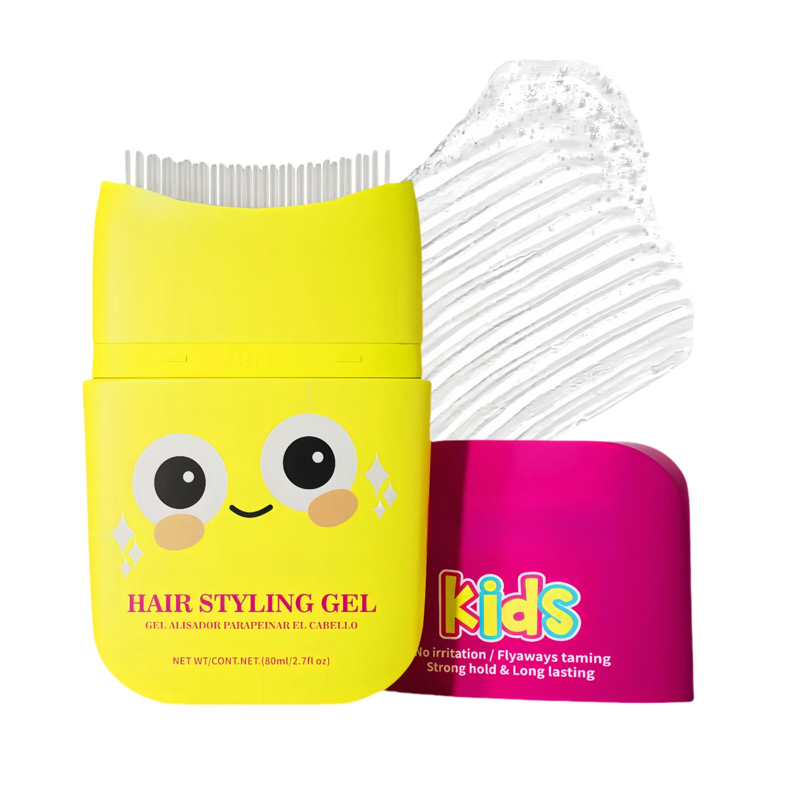 gowwim Kids Hair Gel, Natural Hair Gel for Kids Non-greasy Hair Styling Stick for Girls & Boys Long-Lasting Hair Finishing Stick Flyaway Hair Control with Comb Moisturizing