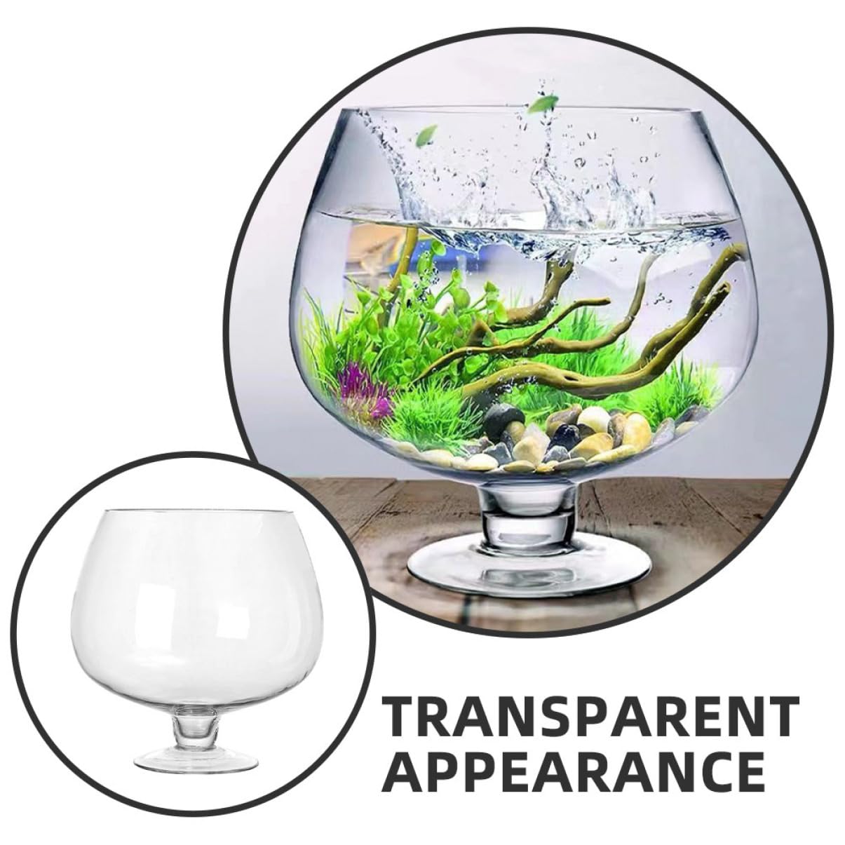 Mobestech Petit Aquarium Verre pour Poissons Betta Et Rouges Aquarium De Bureau Transparent Multifonction