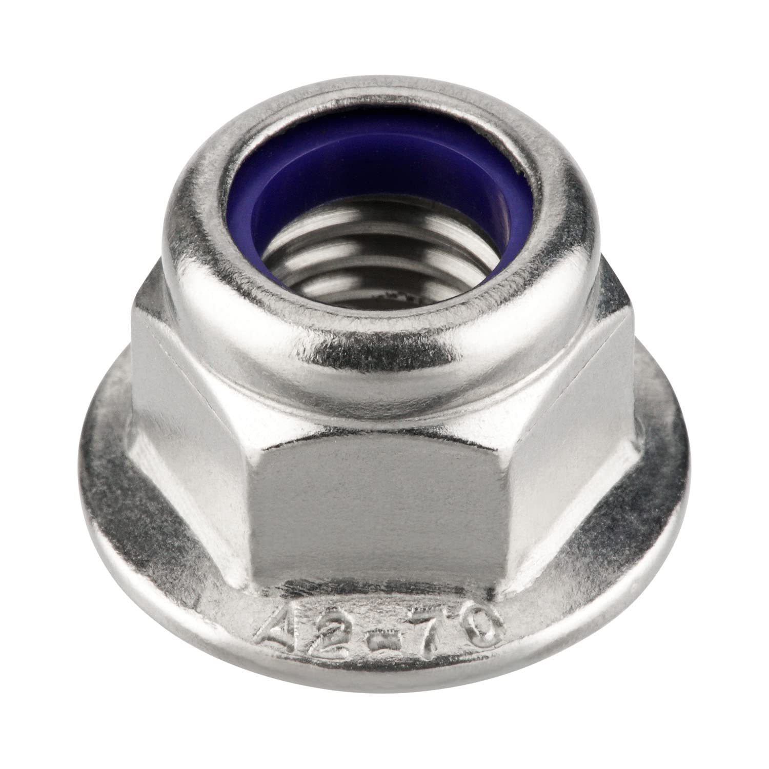 Dadi flangiati (autobloccanti con dentatura di blocco) a norma DIN 6926 – Dadi di sicurezza A2 V2A in acciaio inox con morsetto in poliammide – UKV M4 50