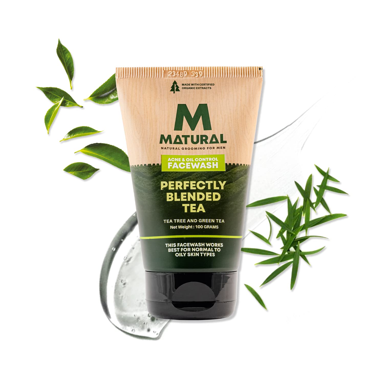 Matural Men All Natural Oil Control Anti Acne Face Wash For Men 100gm, Pefectly Blended Tea - With Tea Tree & Green Tea | The Ultimate Pimple protection | Sulphates & Paraben Free